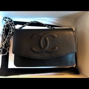 Authentic Chanel Wallet On Chain WOC Caviar Bag